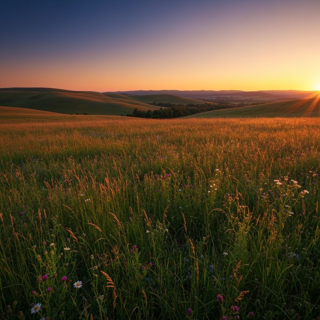 Natural landscape showing daylight changes